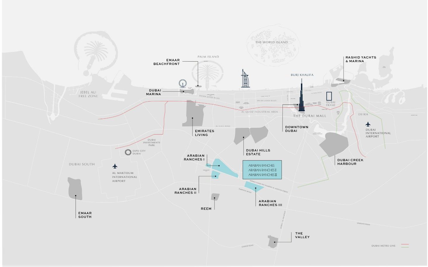 Location map of Arabian Ranches