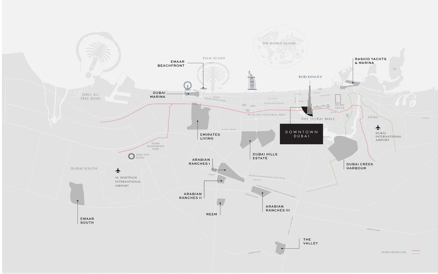 Location of Downtown Dubai by Emaar Properties